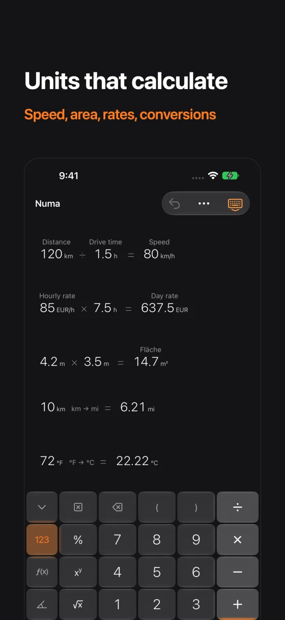 Units that calculate: Speed, area, rates, conversions