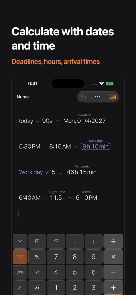 Calculate with dates and time: Deadlines, hours, arrival times