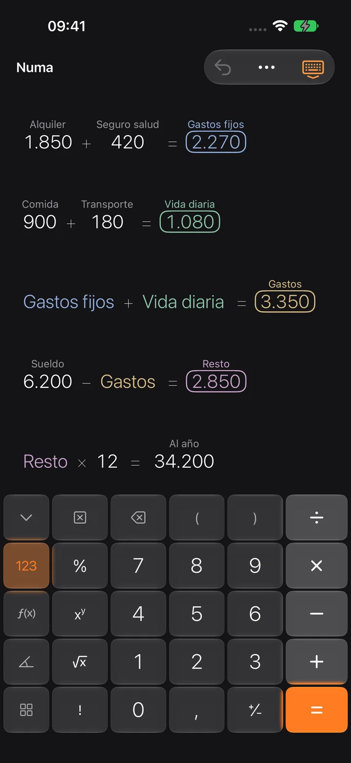 Calcular con nombres