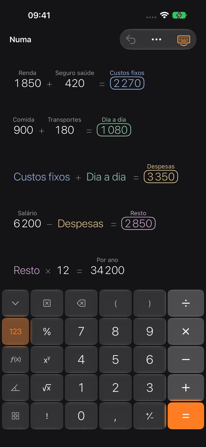 Calcular com nomes